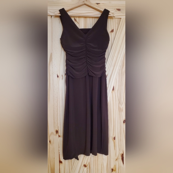 Vintage Frank Lyman Size US/CAN 6 Dark Chocolate Brown Ruched Fitted Dress - Picture 7 of 7